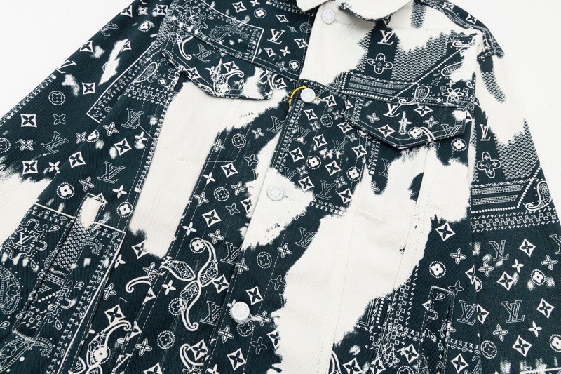 LOUIS VUITTON ブルー カシュー プリント ロゴ絞り染めデニムジャケット 46.48.50.52