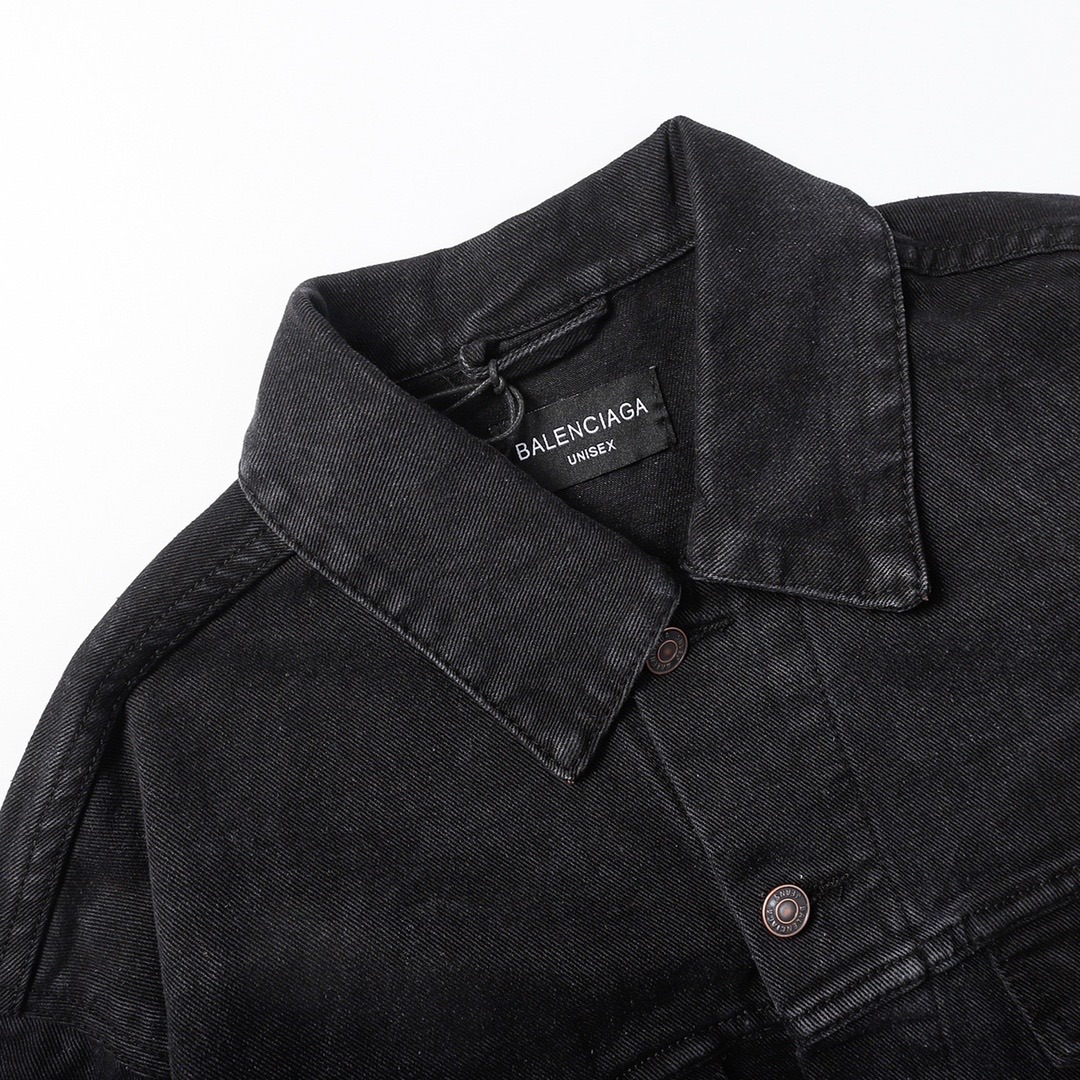 Balenciaga 23年新刺繍ラミネート文字カデニムジャケット ユニセックス