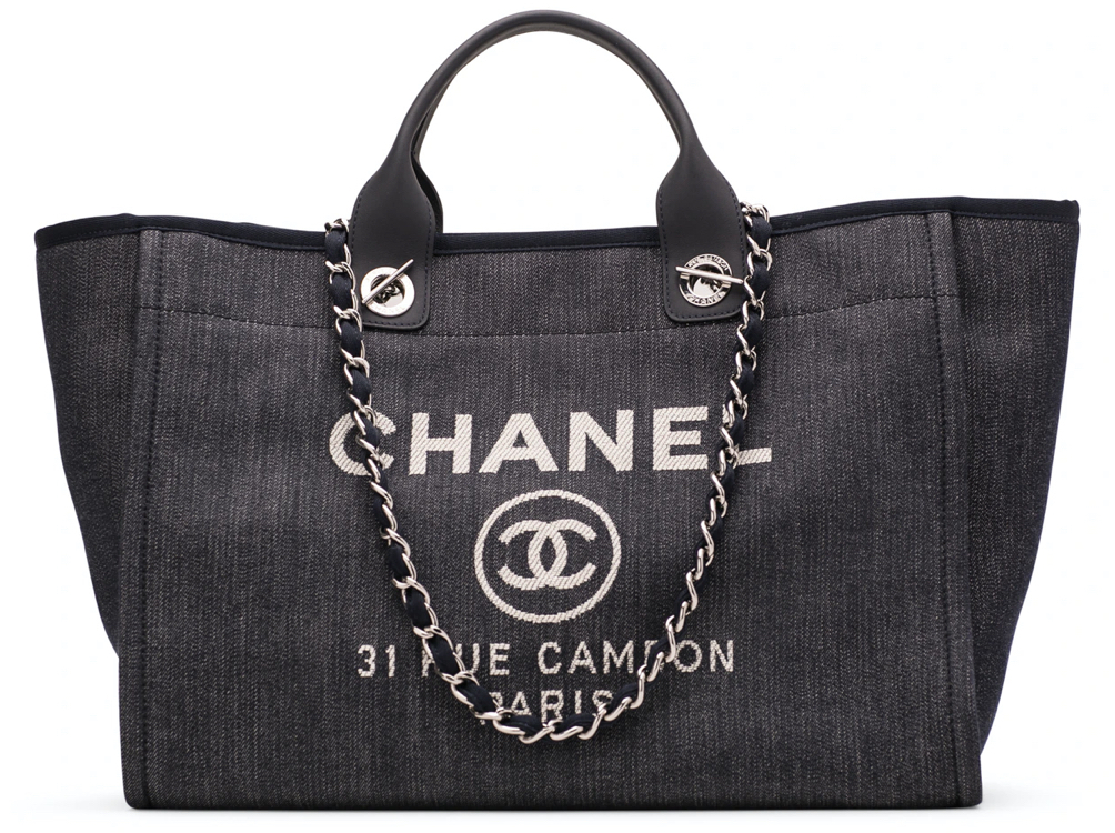 Chanel Deauville Large Tote チェーン付 デニム トートバッグ