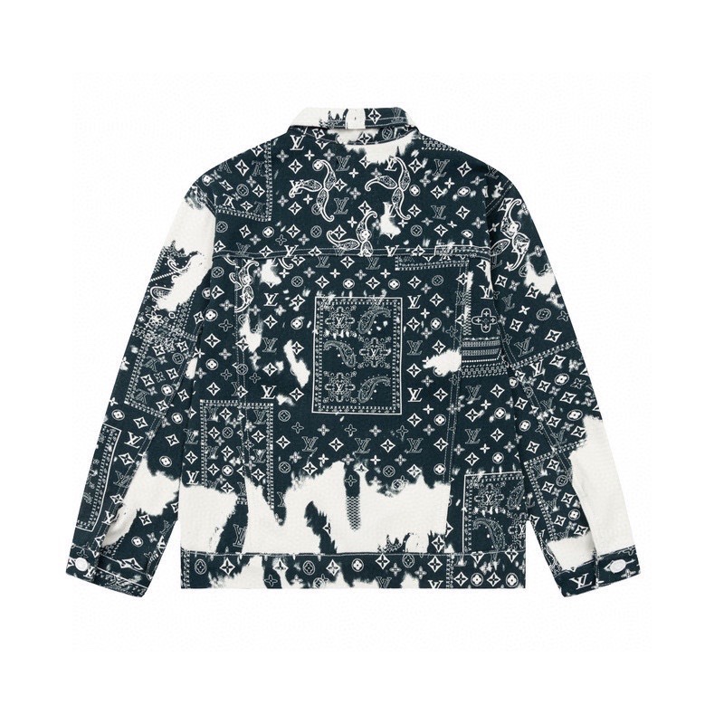 LOUIS VUITTON ブルー カシュー プリント ロゴ絞り染めデニムジャケット 46.48.50.52