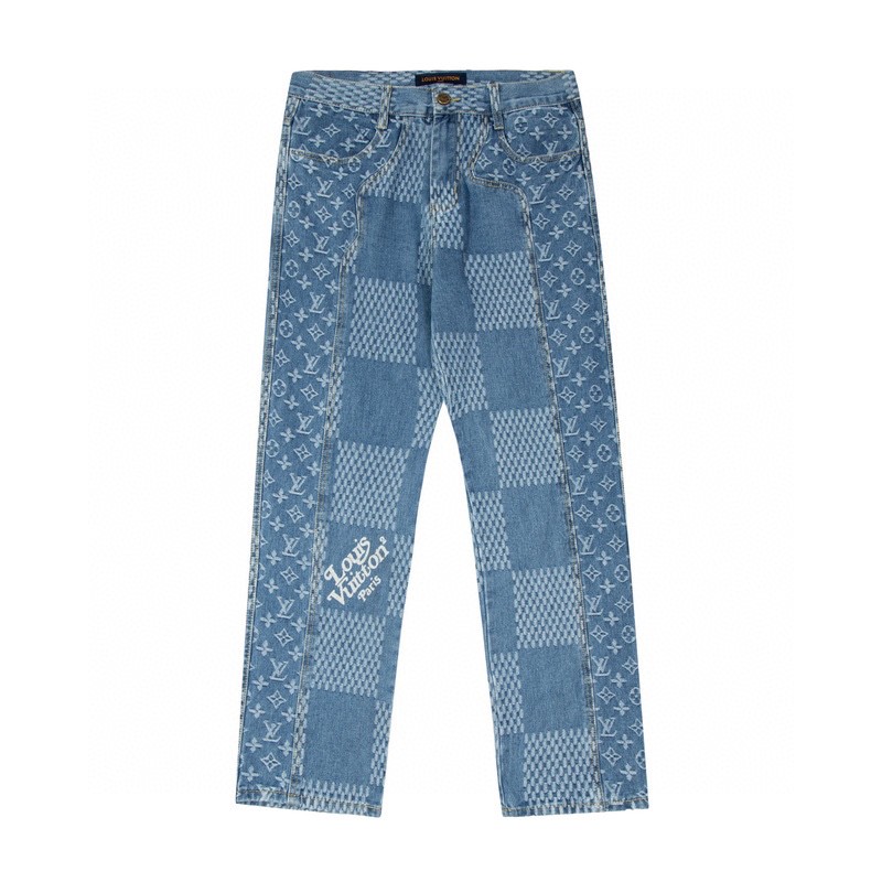 LOUIS VUITTON 碁盤の目ジーンズ連名Nigoブラック ブルー 2色 ユニセックスM-2XL