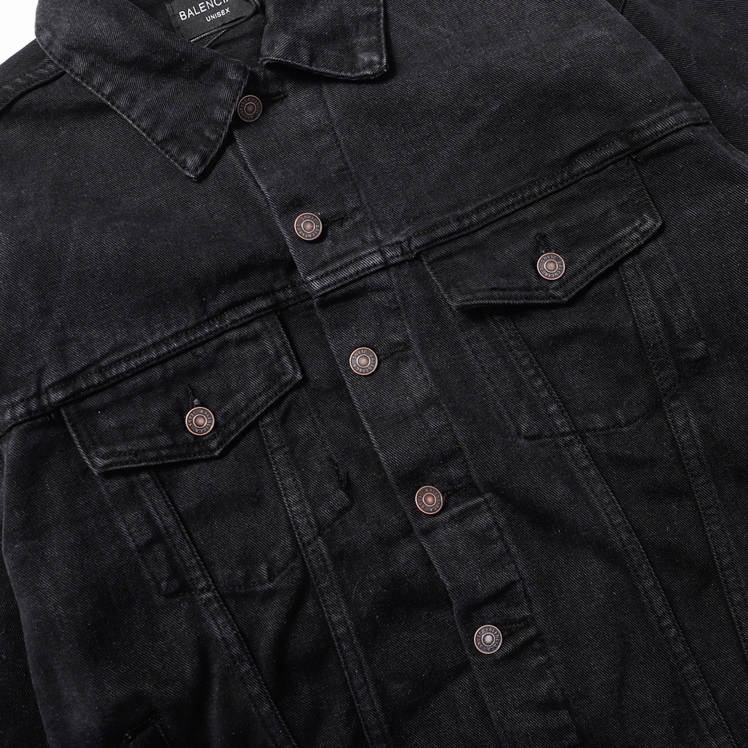 Balenciaga 23年新刺繍ラミネート文字カデニムジャケット ユニセックス