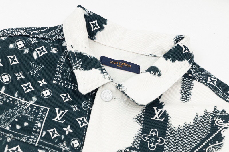 LOUIS VUITTON ブルー カシュー プリント ロゴ絞り染めデニムジャケット 46.48.50.52