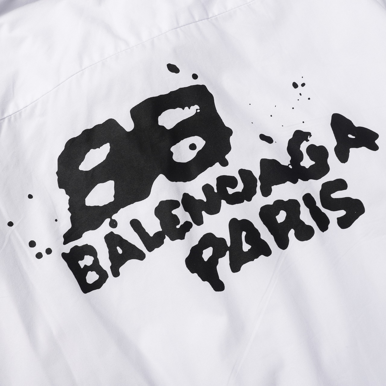 Balenciaga ダブルBグラフィティプリント長袖シャツ男女同ブラック・ホワイトS-XL