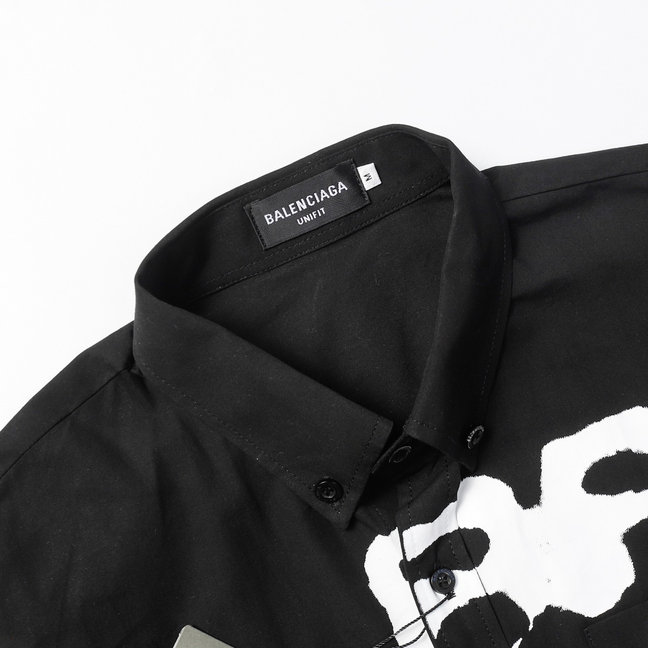 Balenciaga ダブルBグラフィティプリント長袖シャツ男女同ブラック・ホワイトS-XL