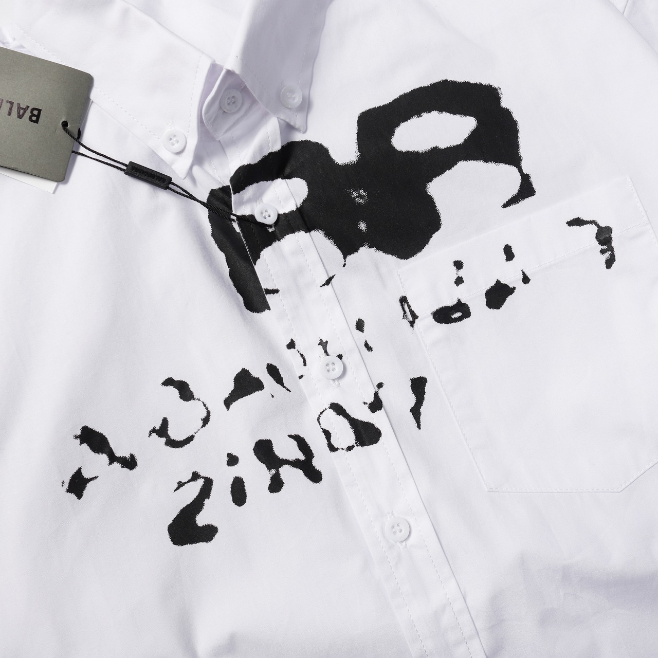 Balenciaga ダブルBグラフィティプリント長袖シャツ男女同ブラック・ホワイトS-XL