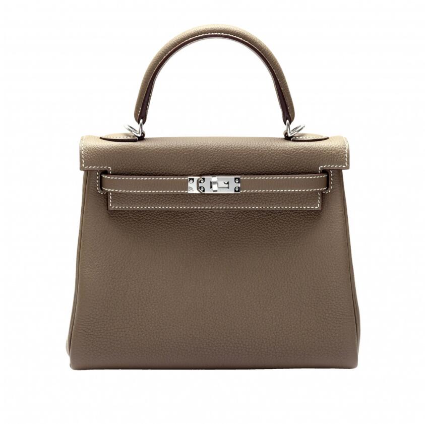 エルメス HERMES ケリー 25 トゴ エトゥープ シルバー金具 U刻印-JAPAN DUTY FREE