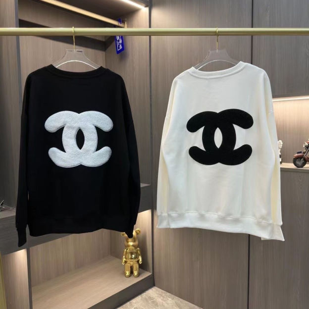 CHANEL パーカー 丸首 アルファベット シャネル 温かい秋服　CCのロゴ Logo 100%綿 ブラック ホワイト男女兼用