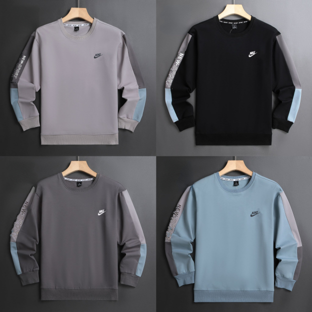 NIKE ADIDDS 2024秋 メンズスウェット クル 260g ブラック ダークグレー ライトグレー ブルー XL-5XL