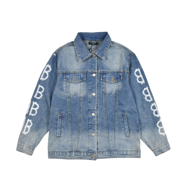 BALENCIAGA 新作ダブルBグラフィティプリントデニムジャケット M-XL