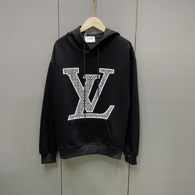 LOUIS VUITTON パーカー フード付き　ルームウェア  ルイ・ヴィトンロゴ ブランド  プリント 綿　男女兼用