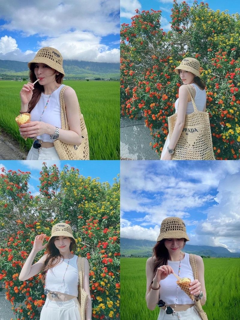 PRADA プラダ ロゴかぎ針編みトートバッグ