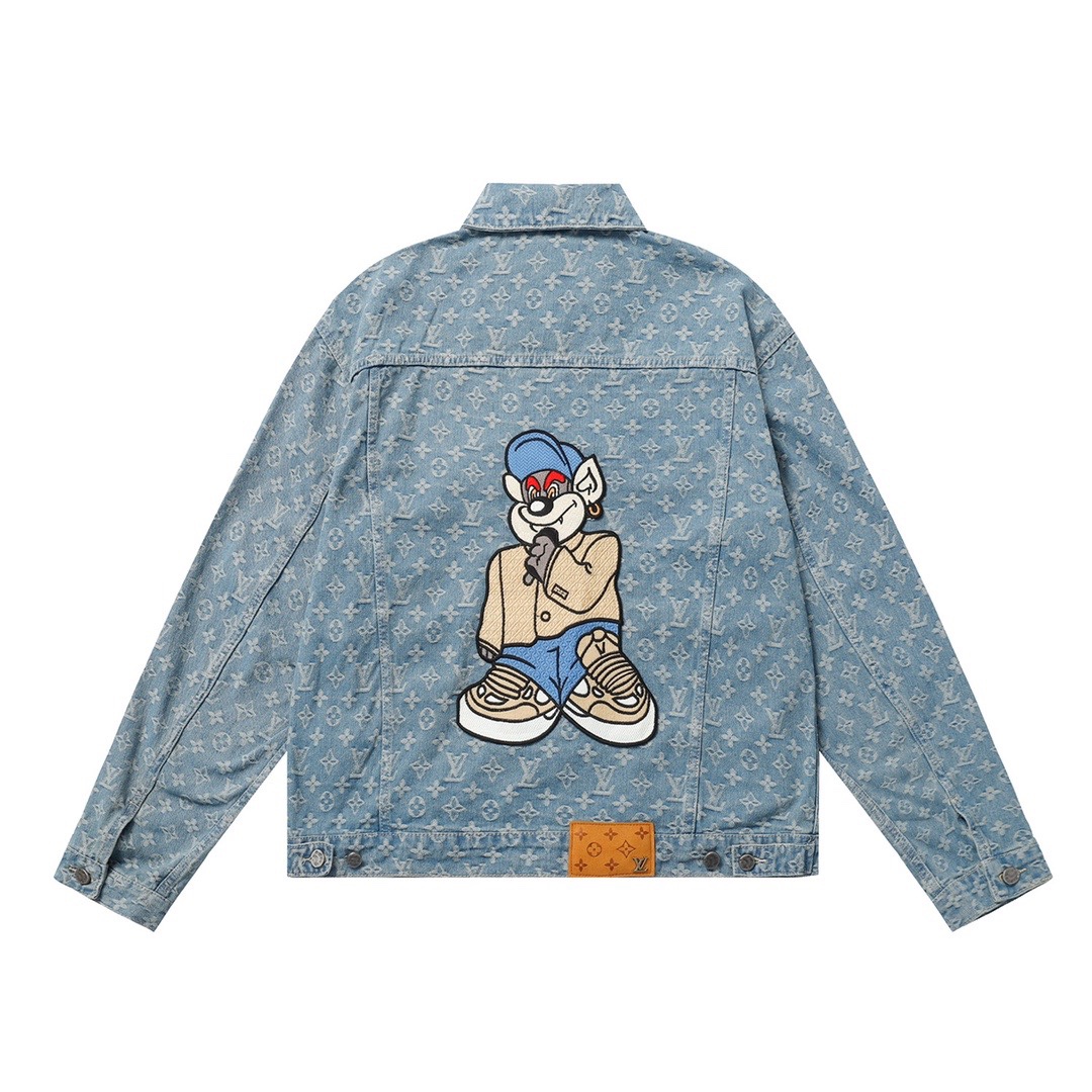 LOUIS VUITTON 新作小さなクマデニムジャケットブルー ユニセックス