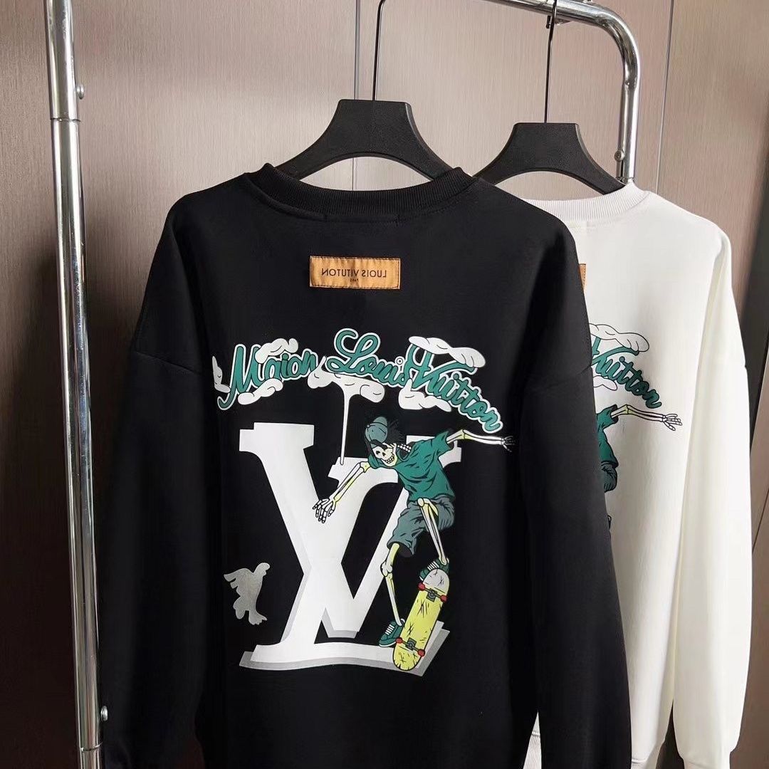 LOUIS VUITTON  パーカー 長袖  ファッション　丸襟  人気　カジュアル　アニメプリント　男女兼用