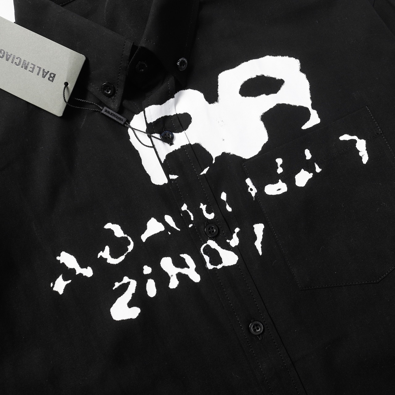 Balenciaga ダブルBグラフィティプリント長袖シャツ男女同ブラック・ホワイトS-XL