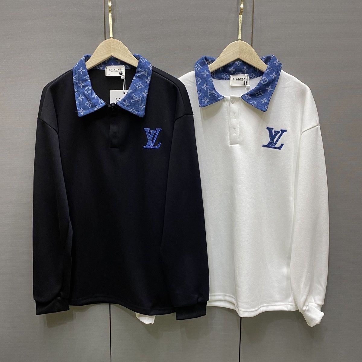LOUIS VUITTON パーカー  ルイ・ヴィトンロゴ トレーナー  襟付き ゆったり 秋 冬 春 カジュアル おしゃれ