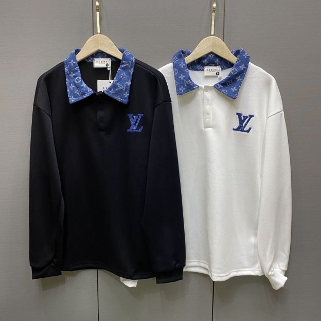 LOUIS VUITTON パーカー  ルイ・ヴィトンロゴ トレーナー  襟付き ゆったり 秋 冬 春 カジュアル おしゃれ