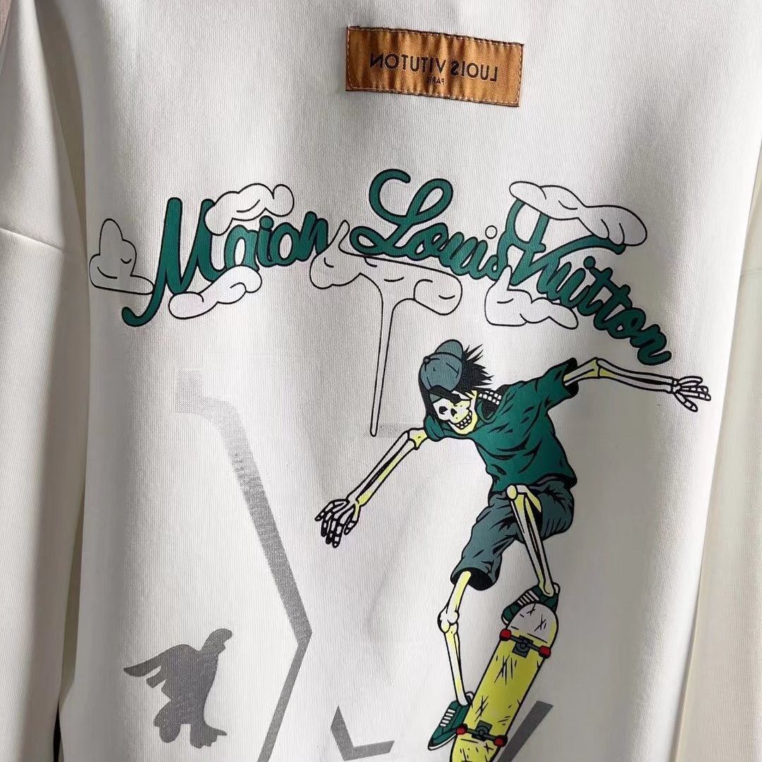 LOUIS VUITTON  パーカー 長袖  ファッション　丸襟  人気　カジュアル　アニメプリント　男女兼用