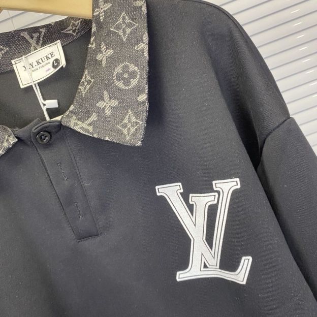 LOUIS VUITTON パーカー  ルイ・ヴィトンロゴ トレーナー  襟付き ゆったり 秋 冬  カジュアル おしゃれ