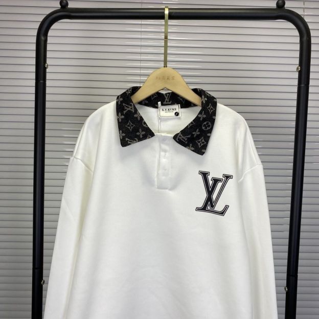 LOUIS VUITTON パーカー  ルイ・ヴィトンロゴ トレーナー  襟付き ゆったり 秋 冬  カジュアル おしゃれ