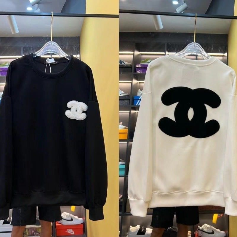 CHANEL パーカー 丸首 アルファベット シャネル 温かい秋服　CCのロゴ Logo 100%綿 ブラック ホワイト男女兼用