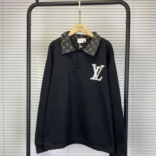 LOUIS VUITTON パーカー  ルイ・ヴィトンロゴ トレーナー  襟付き ゆったり 秋 冬  カジュアル おしゃれ