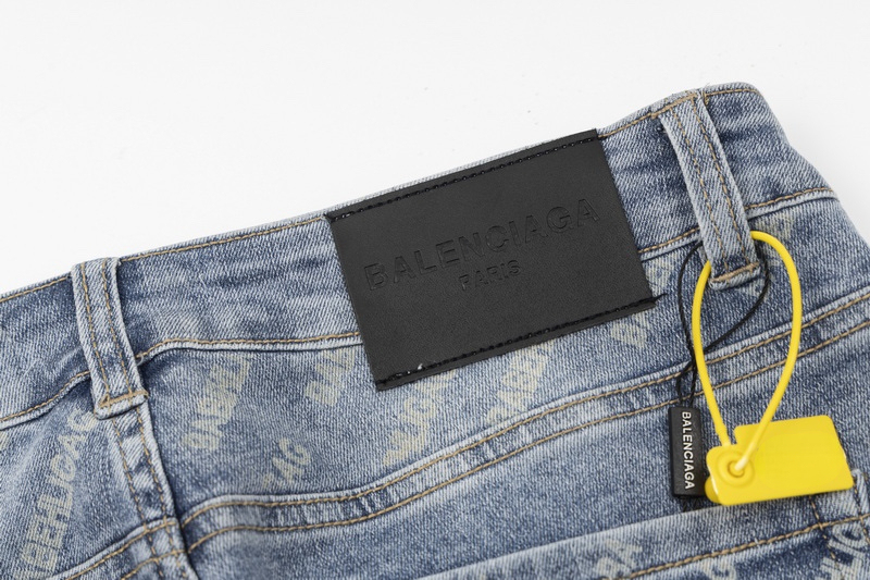 Balenciaga 古典的なアルファベット満印ロゴジーンズブルーユニセックス28.30.32.34.36