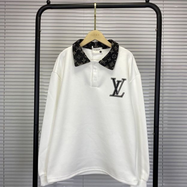 LOUIS VUITTON パーカー  ルイ・ヴィトンロゴ トレーナー  襟付き ゆったり 秋 冬  カジュアル おしゃれ