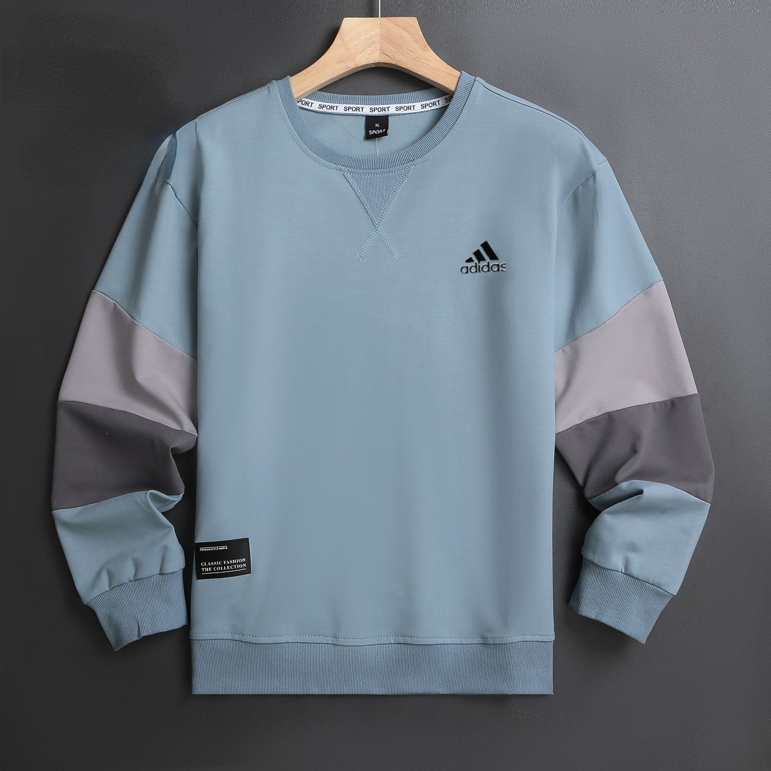 NIKE ADIDDS 2024秋 メンズスウェット クル 260g ブラック ダークグレー ライトグレー ブルー XL-5XL