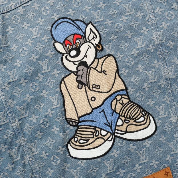 LOUIS VUITTON 新作小さなクマデニムジャケットブルー ユニセックス