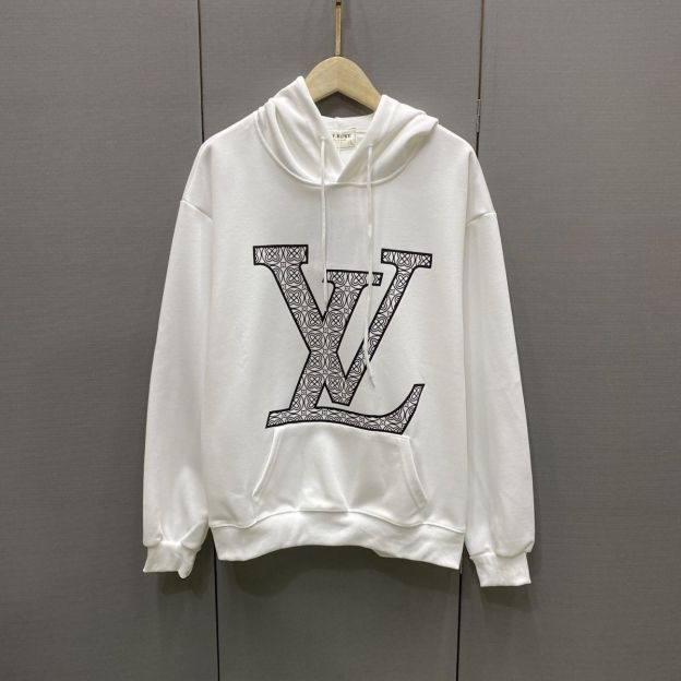 LOUIS VUITTON パーカー フード付き　ルームウェア  ルイ・ヴィトンロゴ ブランド  プリント 綿　男女兼用