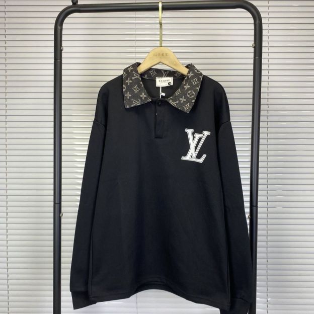 LOUIS VUITTON パーカー  ルイ・ヴィトンロゴ トレーナー  襟付き ゆったり 秋 冬  カジュアル おしゃれ