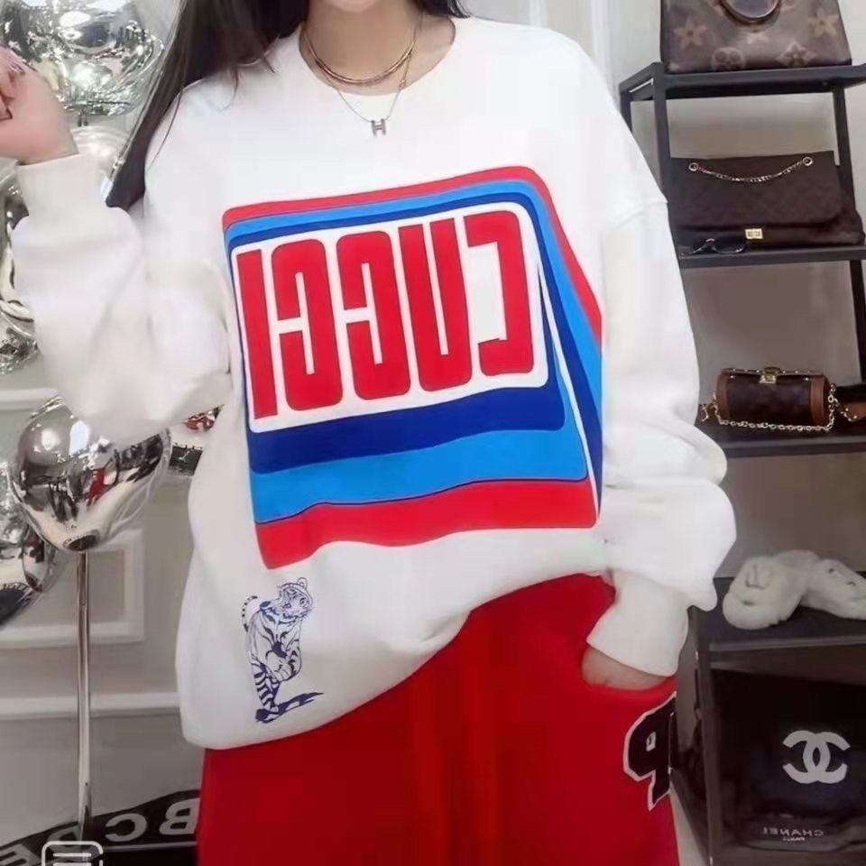 GUCCI2023秋ロゴプリント ゆったり おしゃれ バーカー 100%綿 男女兼用 春秋冬