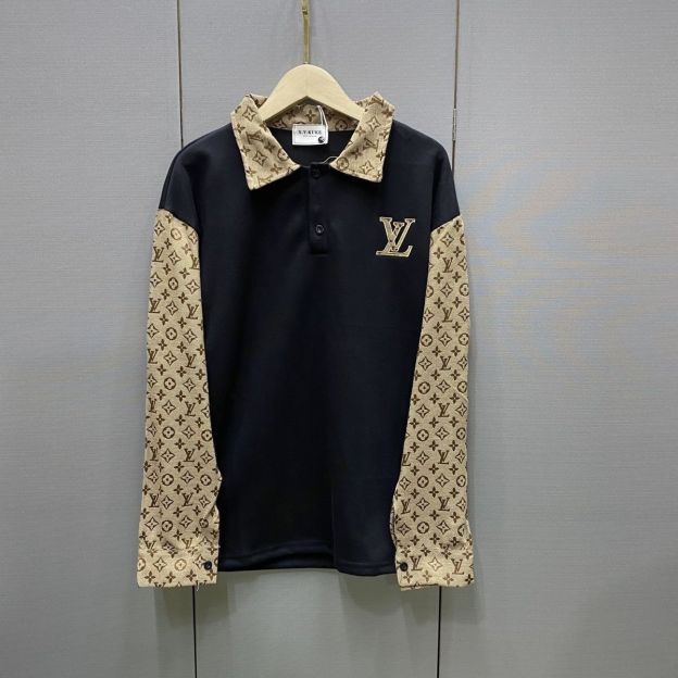 LOUIS VUITTON パーカー  ルイ・ヴィトンロゴ トレーナー  襟付き ゆったり 秋 冬  カジュアル おしゃれ