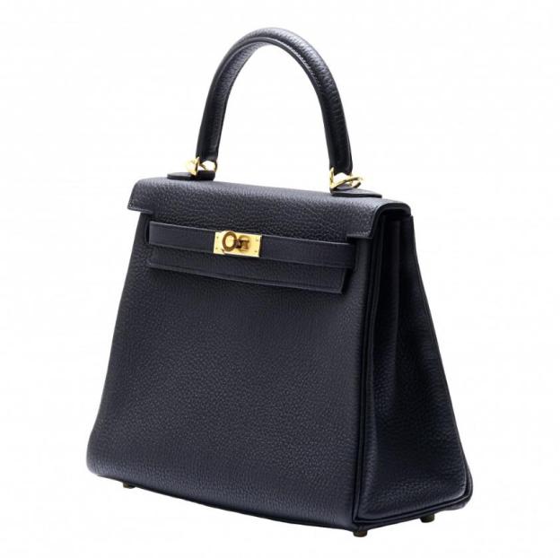 エルメス HERMES ケリー 25 トゴ ブラック イエローゴールド金具 U刻印-JAPAN DUTY FREE