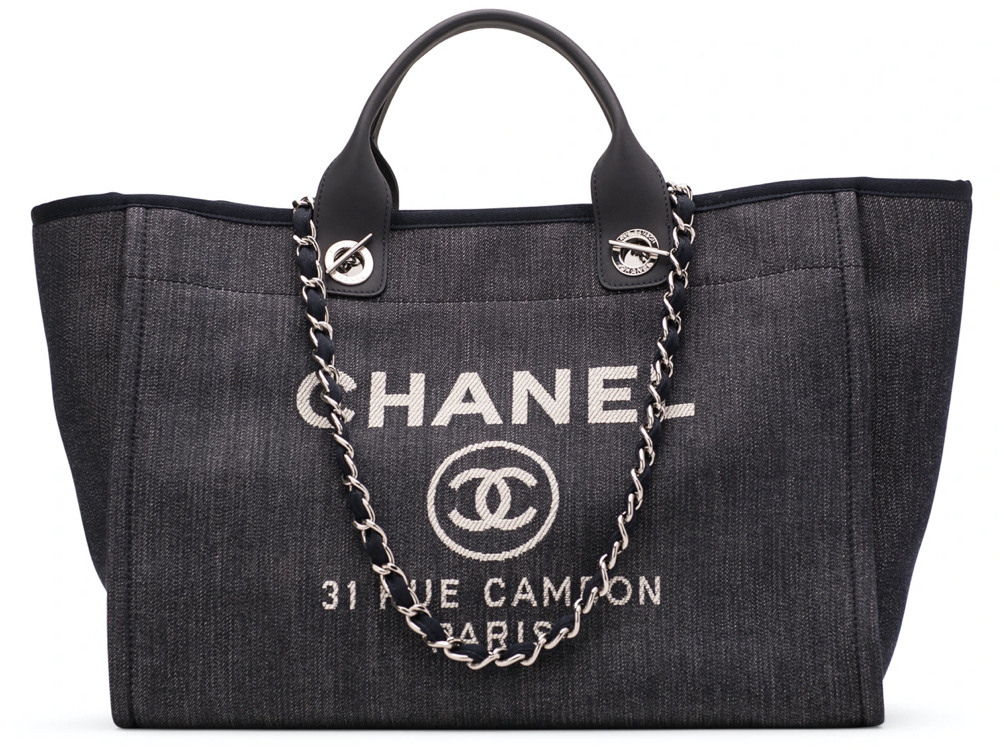 Chanel Deauville Large Tote チェーン付 デニム トートバッグ-JAPAN DUTY FREE