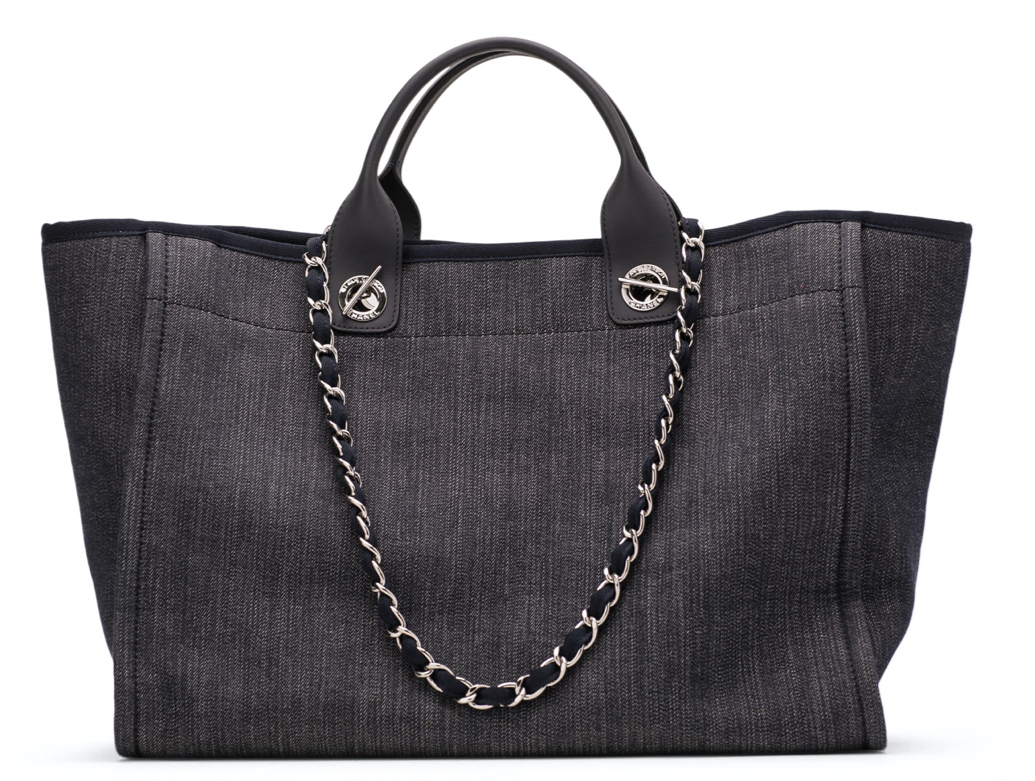 Chanel Deauville Large Tote チェーン付 デニム トートバッグ-JAPAN DUTY FREE