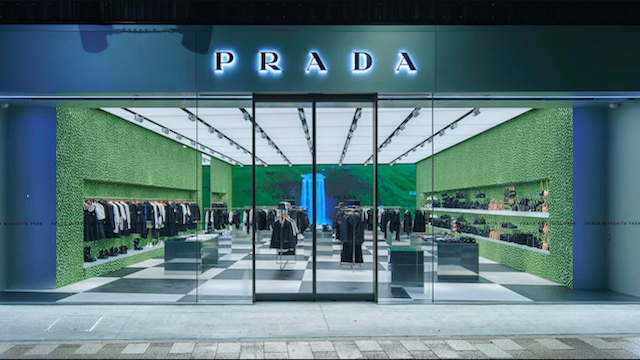 PRADA 逆三角柳釘連帽プリントスウェットコート パーカー