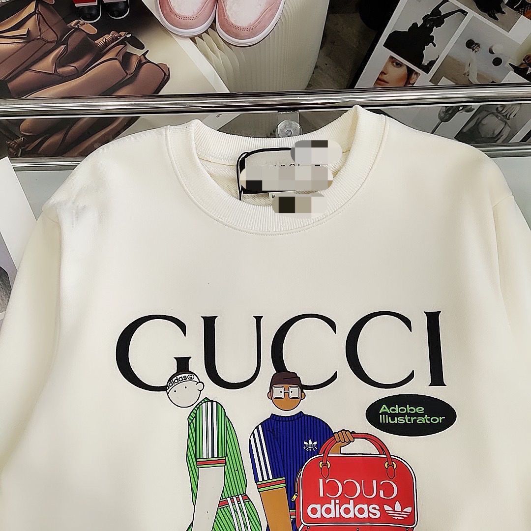 GUCCI パーカー アニメプリント 長袖 ファッション 丸襟 人気　カジュアル　グーチロゴ　100%綿　男女兼用