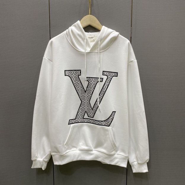 LOUIS VUITTON パーカー フード付き　ルームウェア  ルイ・ヴィトンロゴ ブランド  プリント 綿　男女兼用