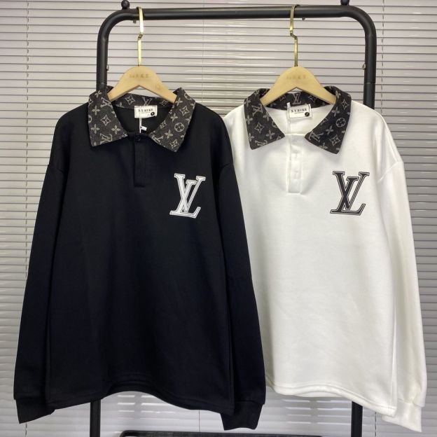 LOUIS VUITTON パーカー  ルイ・ヴィトンロゴ トレーナー  襟付き ゆったり 秋 冬  カジュアル おしゃれ