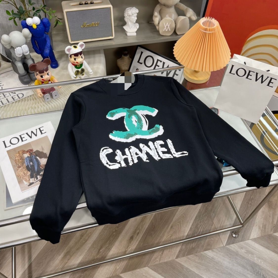 CHANEL  ins プリント ゆったり 厚い バーカー シャネル ロゴ 秋冬　100%綿 男女兼用