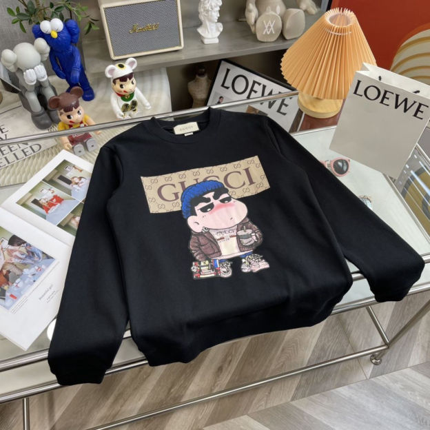 GUCCI バーカー ins アニメ プリント ゆったり 厚い  グーチロゴ 100%綿 男女兼用