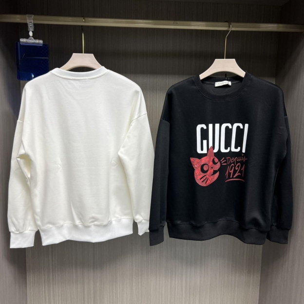 GUCCI2023秋  猫のロゴプリント プリント ゆったり　暖かい おしゃれ　バーカー 100%綿 男女兼用　春秋冬