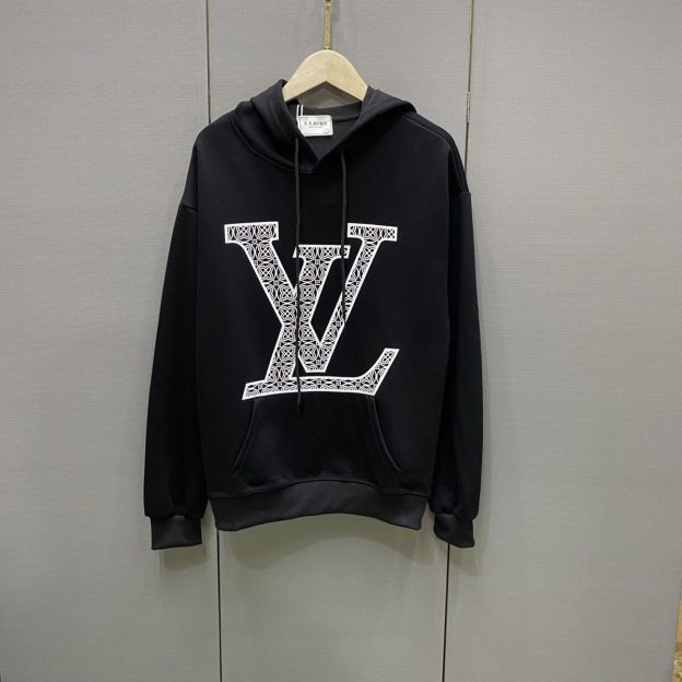 LOUIS VUITTON パーカー フード付き　ルームウェア  ルイ・ヴィトンロゴ ブランド  プリント 綿　男女兼用