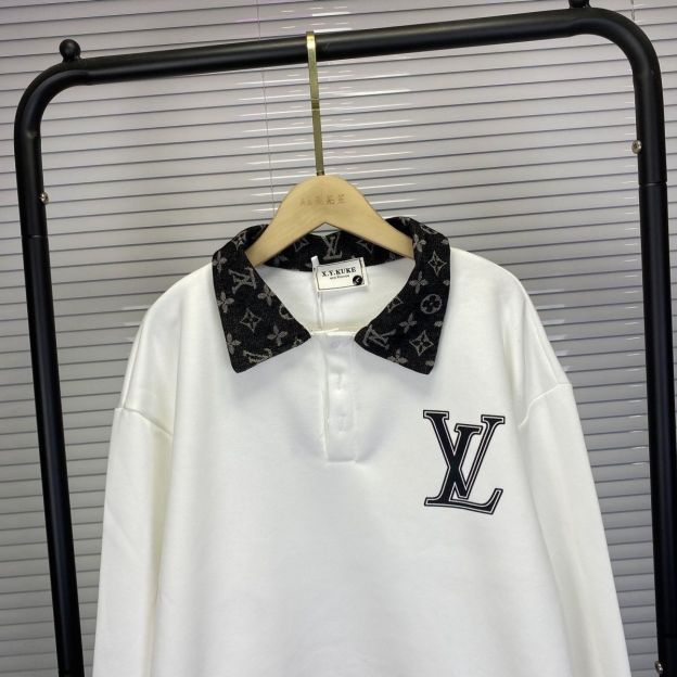 LOUIS VUITTON パーカー  ルイ・ヴィトンロゴ トレーナー  襟付き ゆったり 秋 冬  カジュアル おしゃれ