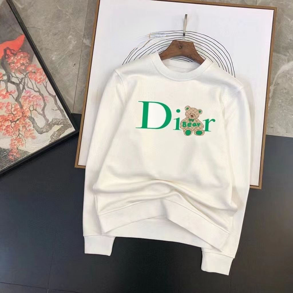 DIORパーカー ベアプリント 長袖 ファッション 丸襟 　カジュアル　ルイ・ヴィトンロゴ　100%綿　男女兼用