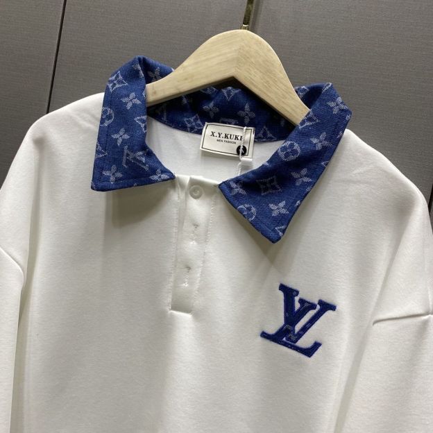 LOUIS VUITTON パーカー  ルイ・ヴィトンロゴ トレーナー  襟付き ゆったり 秋 冬 春 カジュアル おしゃれ