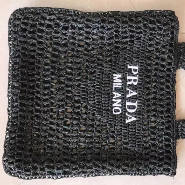 PRADA プラダ ロゴかぎ針編みトートバッグ