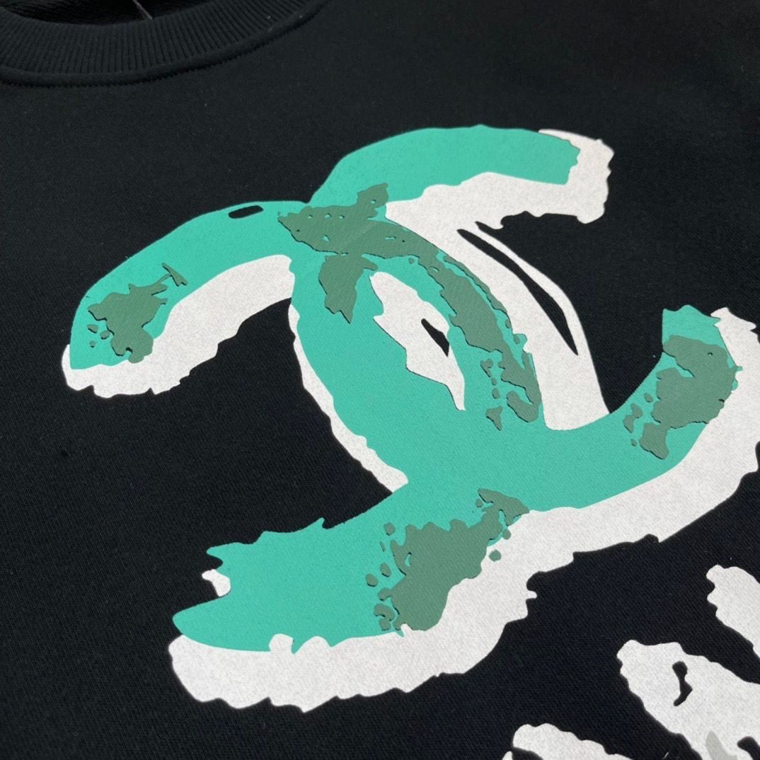 CHANEL  ins プリント ゆったり 厚い バーカー シャネル ロゴ 秋冬　100%綿 男女兼用